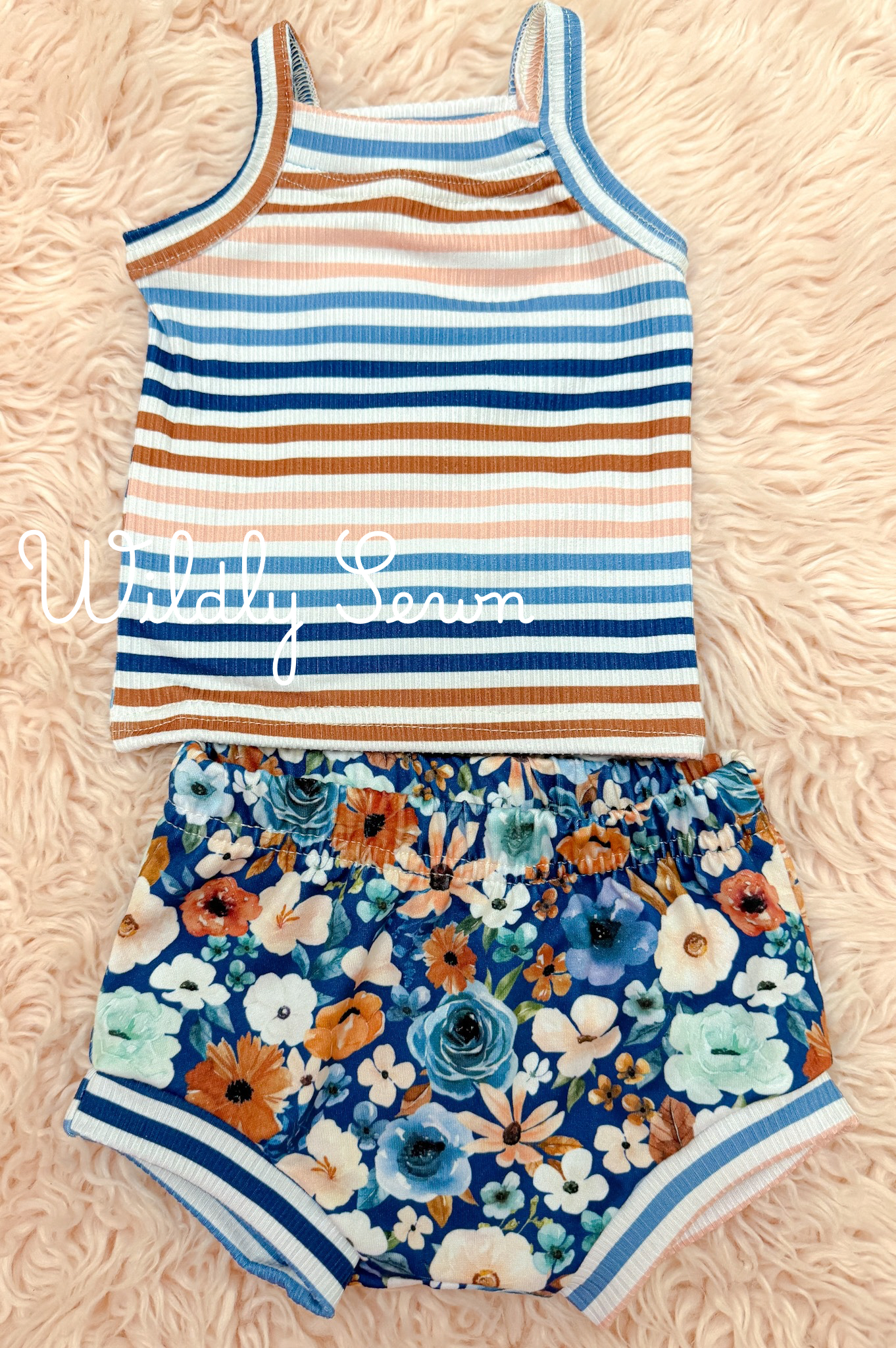 Size 3-6m cami tank & shorties- brown floral