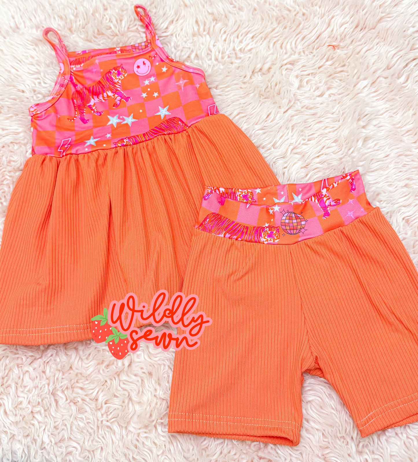Size 5t- cami peplum & bikers- coral cheetah
