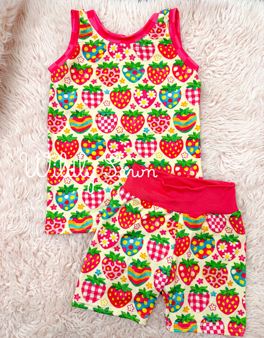 Size 5t - tank and bikers- strawberry