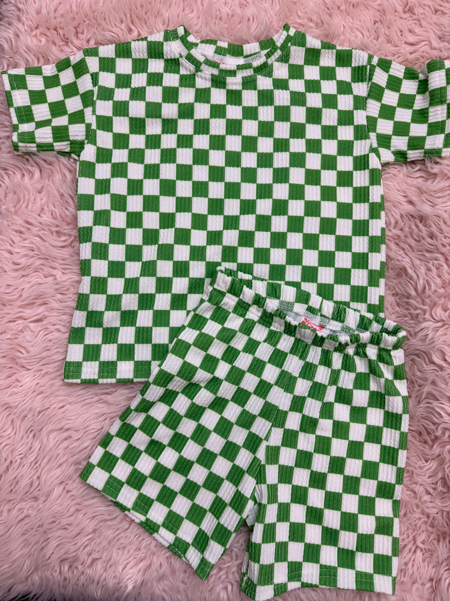 3T boys set- urban green checker